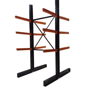 Double-sided cantilever racking with horizontal support arms