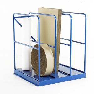 Vertical storage rack for sheet materials